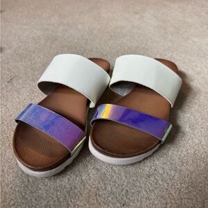 Dirty Laundry White and Iridescent Sandals